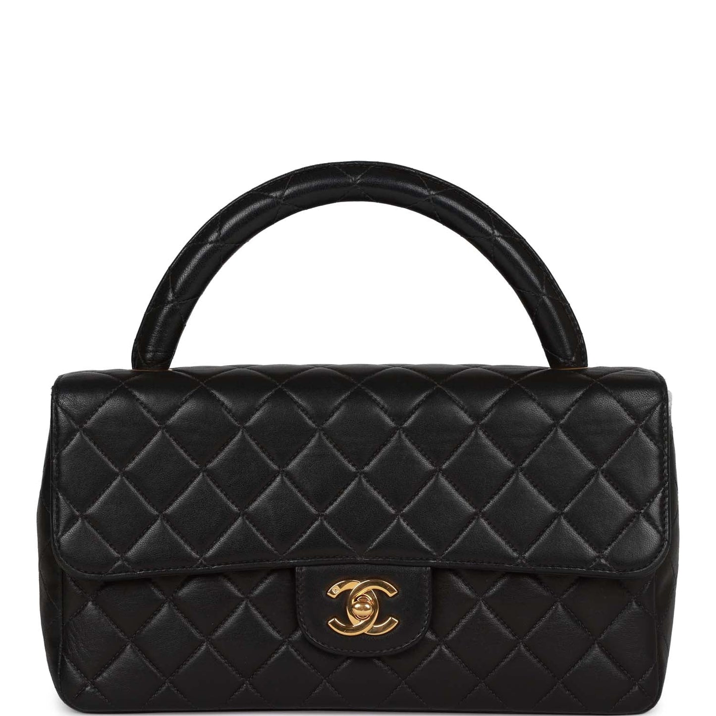 Chanel Kelly Parent Flap Bag Black Lambskin Gold Hardware
