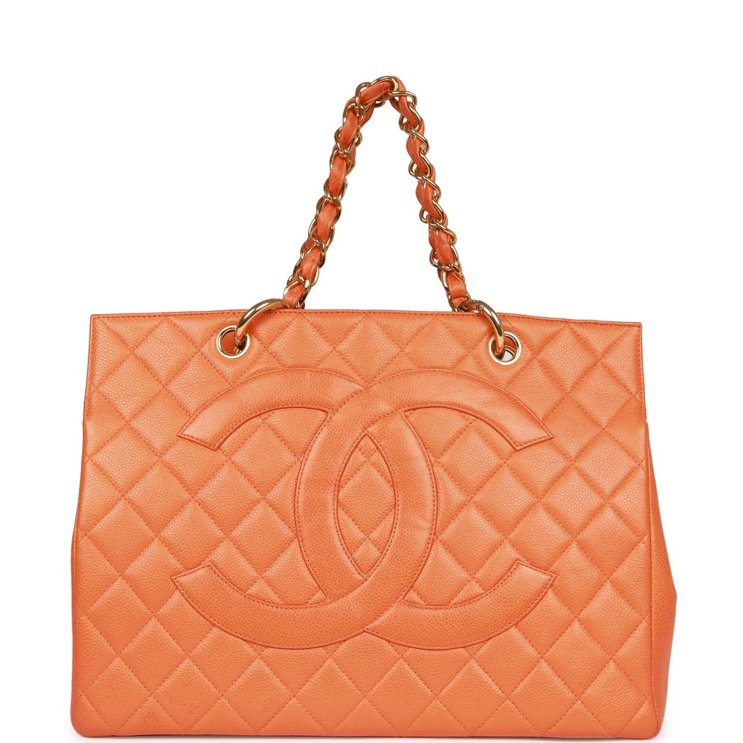 Chanel Grand Cc Timeless Tote Bag Orange Caviar Gold Hardware