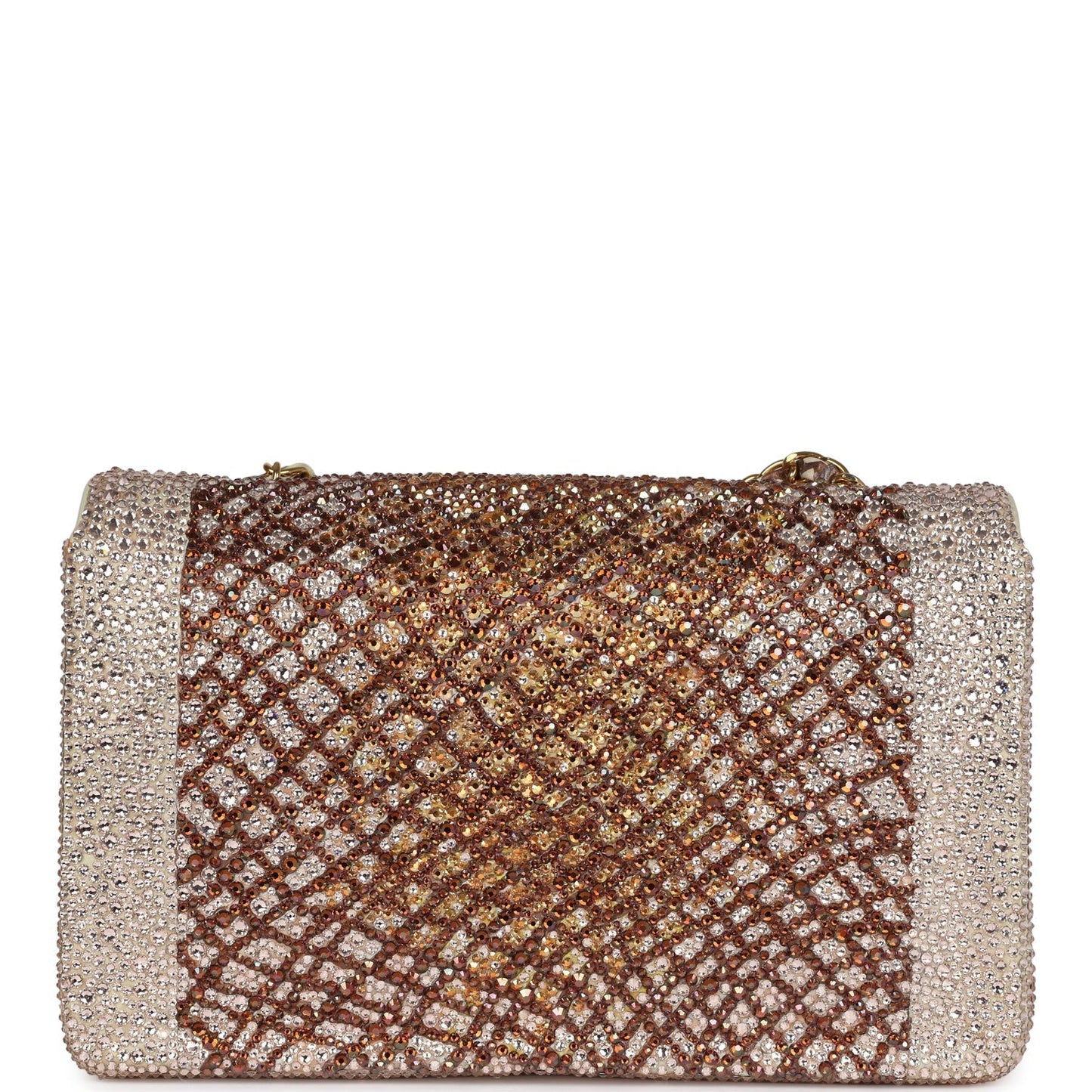 Custom Swarovski Crystal Chanel Medium Diana Flap Bag Beige Lambskin Gold Hardware