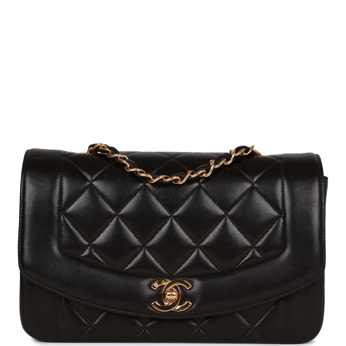 Chanel Small Diana Flap Bag Black Lambskin Gold Hardware