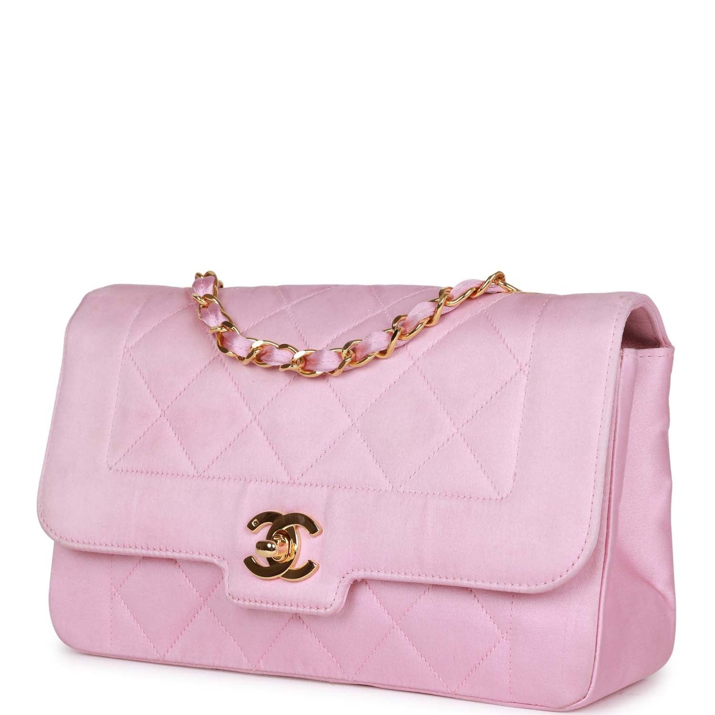 Chanel Small Flap Bag Pink Satin Gold Hardware