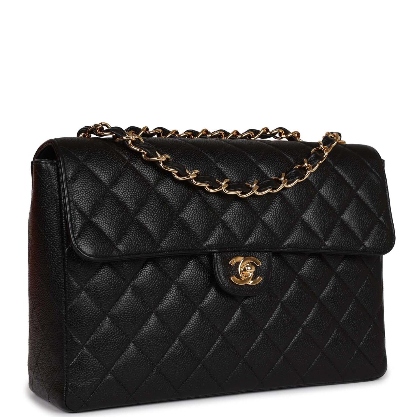 Chanel Jumbo Classic Single Flap Bag Black Caviar Gold Hardware