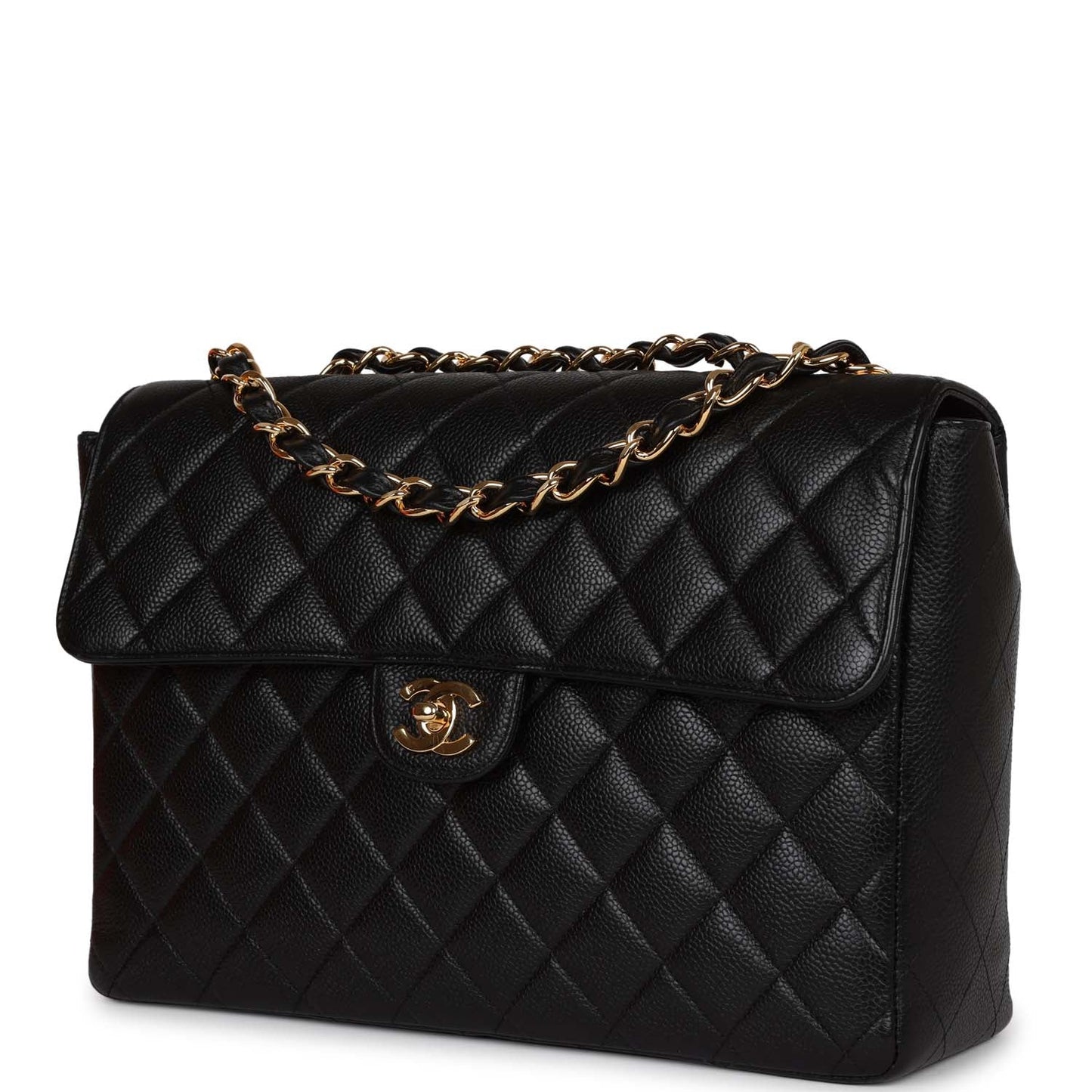 Chanel Jumbo Classic Single Flap Bag Black Caviar Gold Hardware