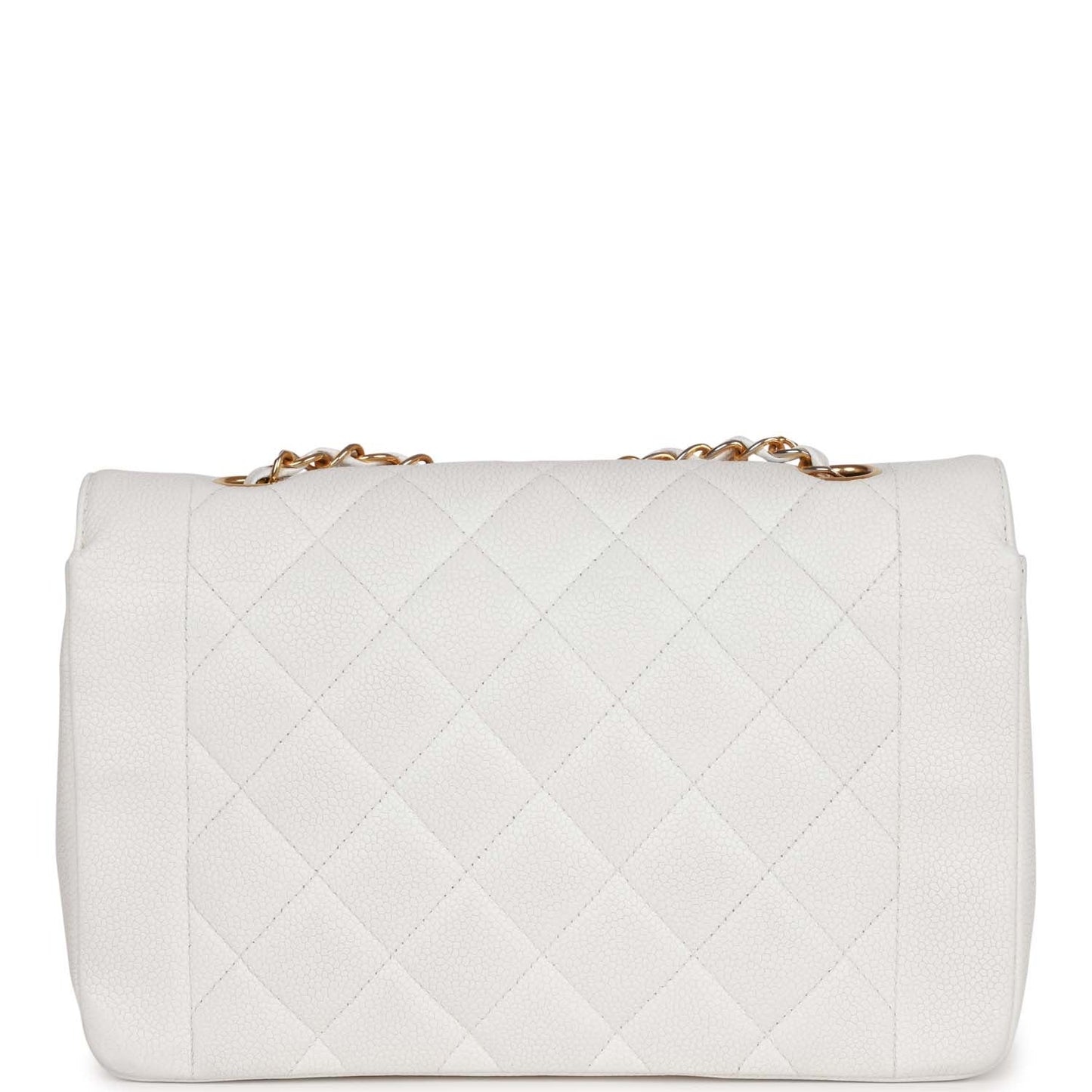 Chanel Medium Diana Flap Bag White Caviar Gold Hardware