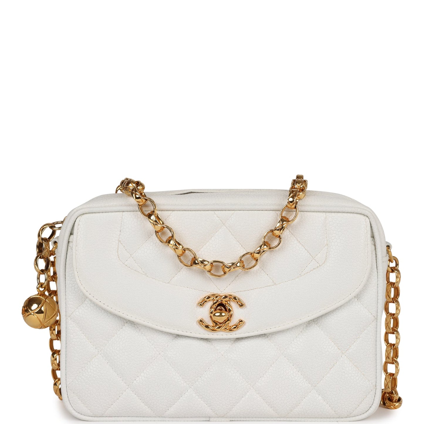 Chanel Camera Bag White Caviar Gold Hardware