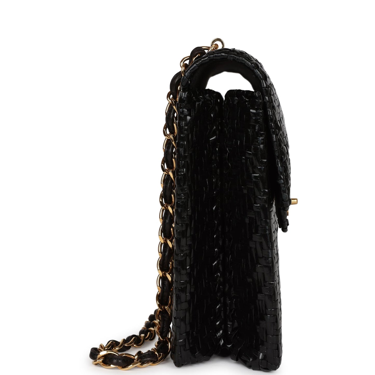 Chanel Flap Bag Black Wicker Gold Hardware