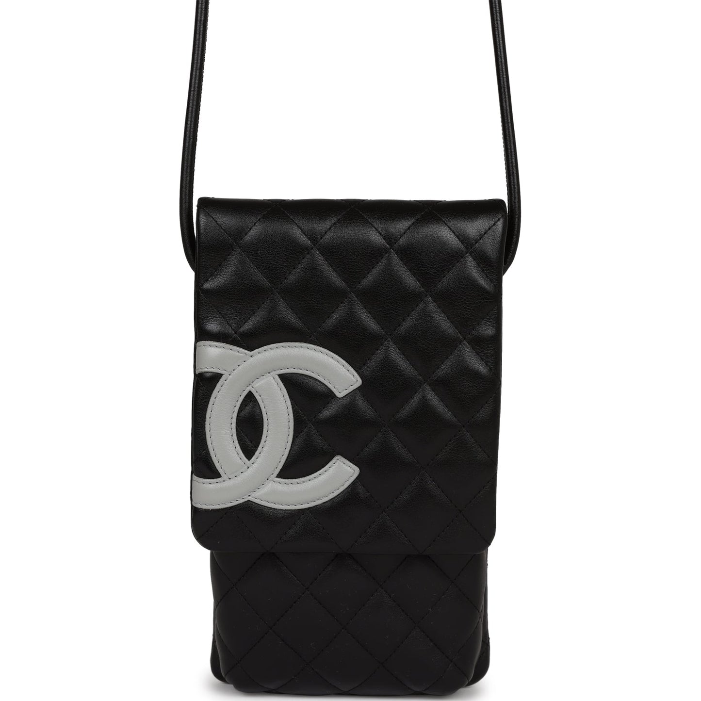Chanel Cambon Messenger Crossbody Black and Grey Calfskin Silver Hardware