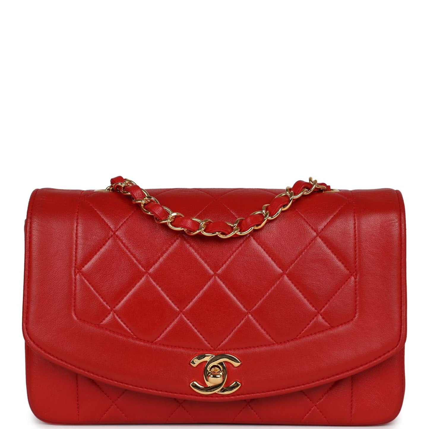 Chanel Small Diana Flap Bag Red Lambskin Gold Hardware