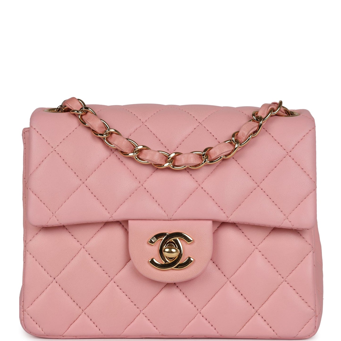 Chanel Mini Square Flap Light Pink Lambskin Gold Hardware