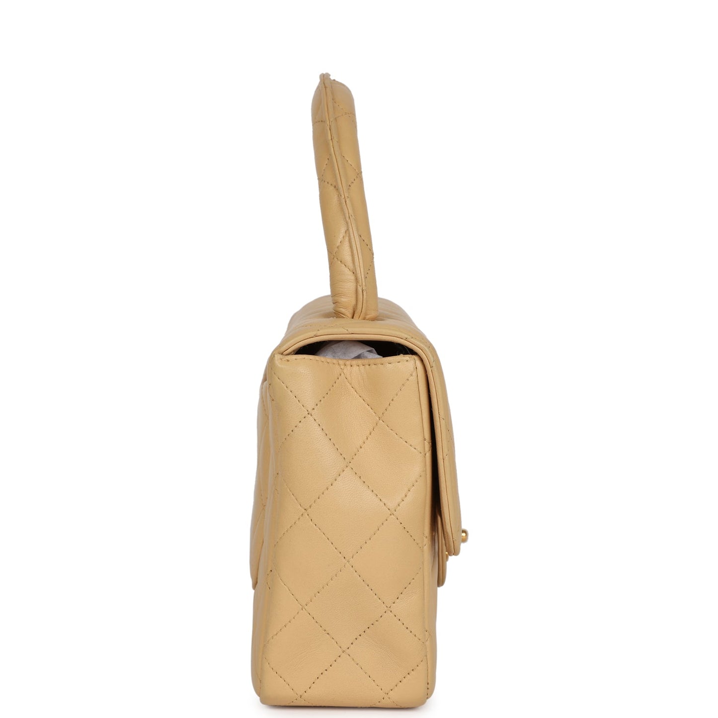 Chanel Kelly Parent Flap Bag Beige Lambskin Gold Hardware