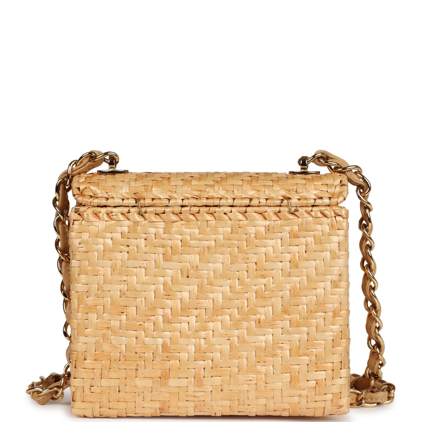 Chanel Mini Flap Bag Natural Wicker Gold Hardware