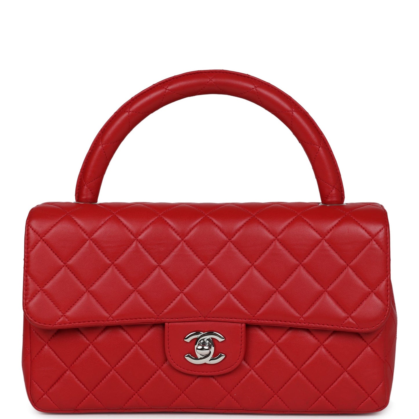 Chanel Kelly Parent Flap Bag Red Lambskin Silver Hardware