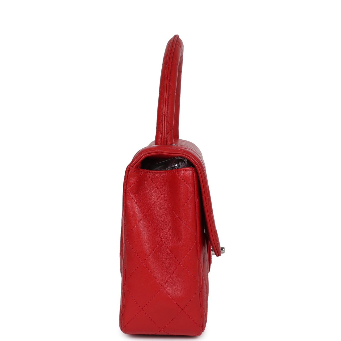 Chanel Kelly Parent Flap Bag Red Lambskin Silver Hardware