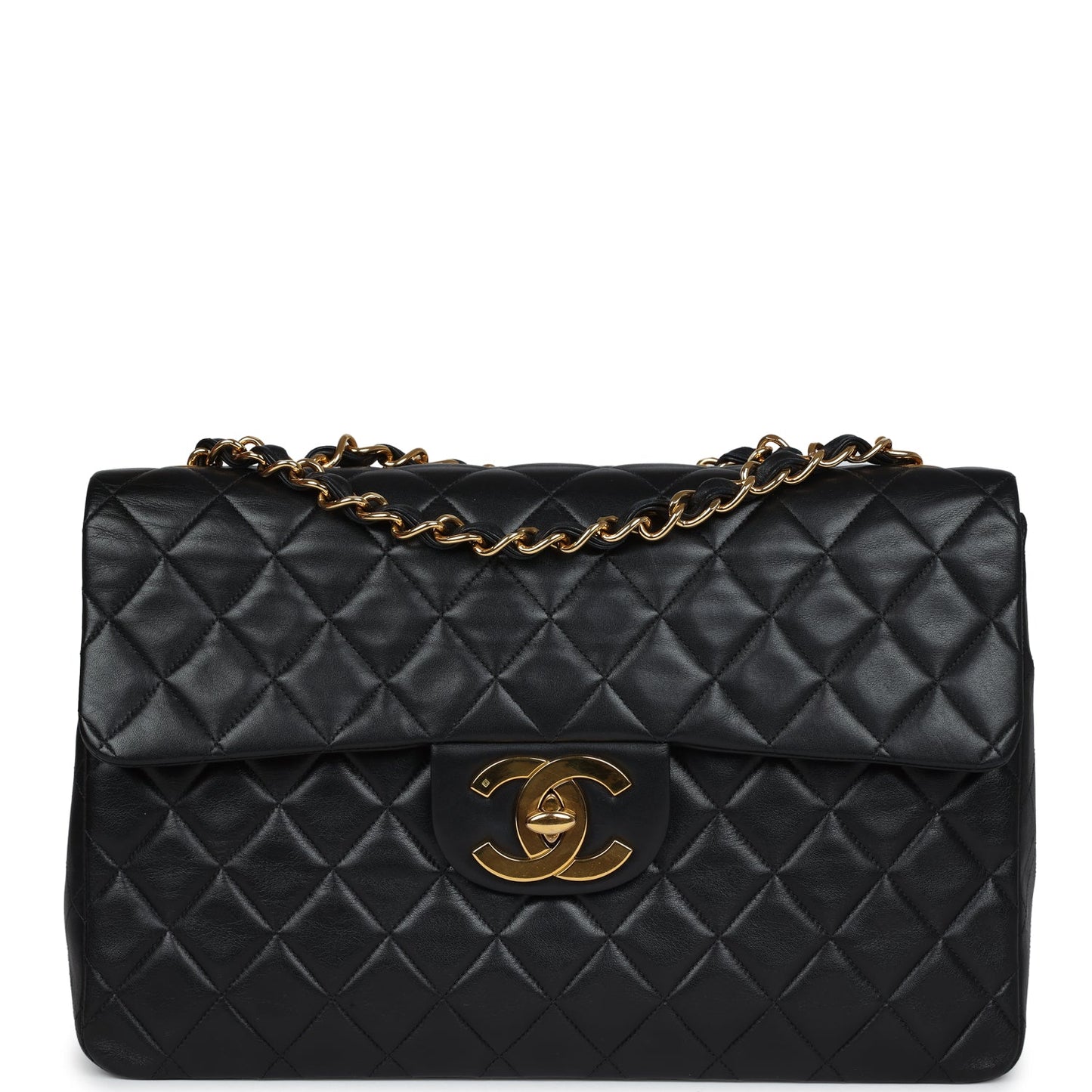 Chanel XL Jumbo Flap Bag Black Lambskin Gold Hardware