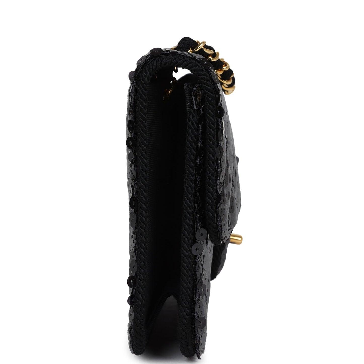 Chanel Small Flap Bag Black Sequin Gold Hardware