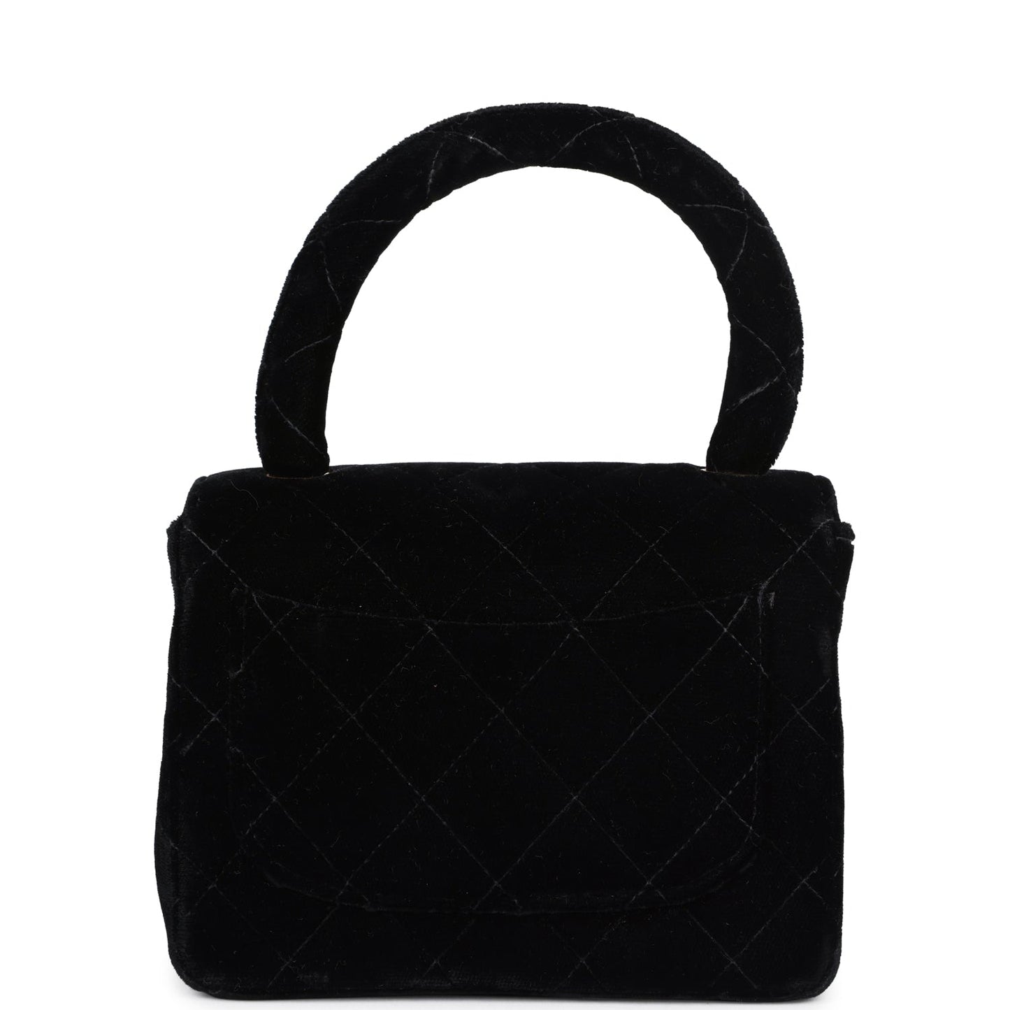 Chanel Micro Kelly Child Flap Bag Black Velvet Gold Hardware