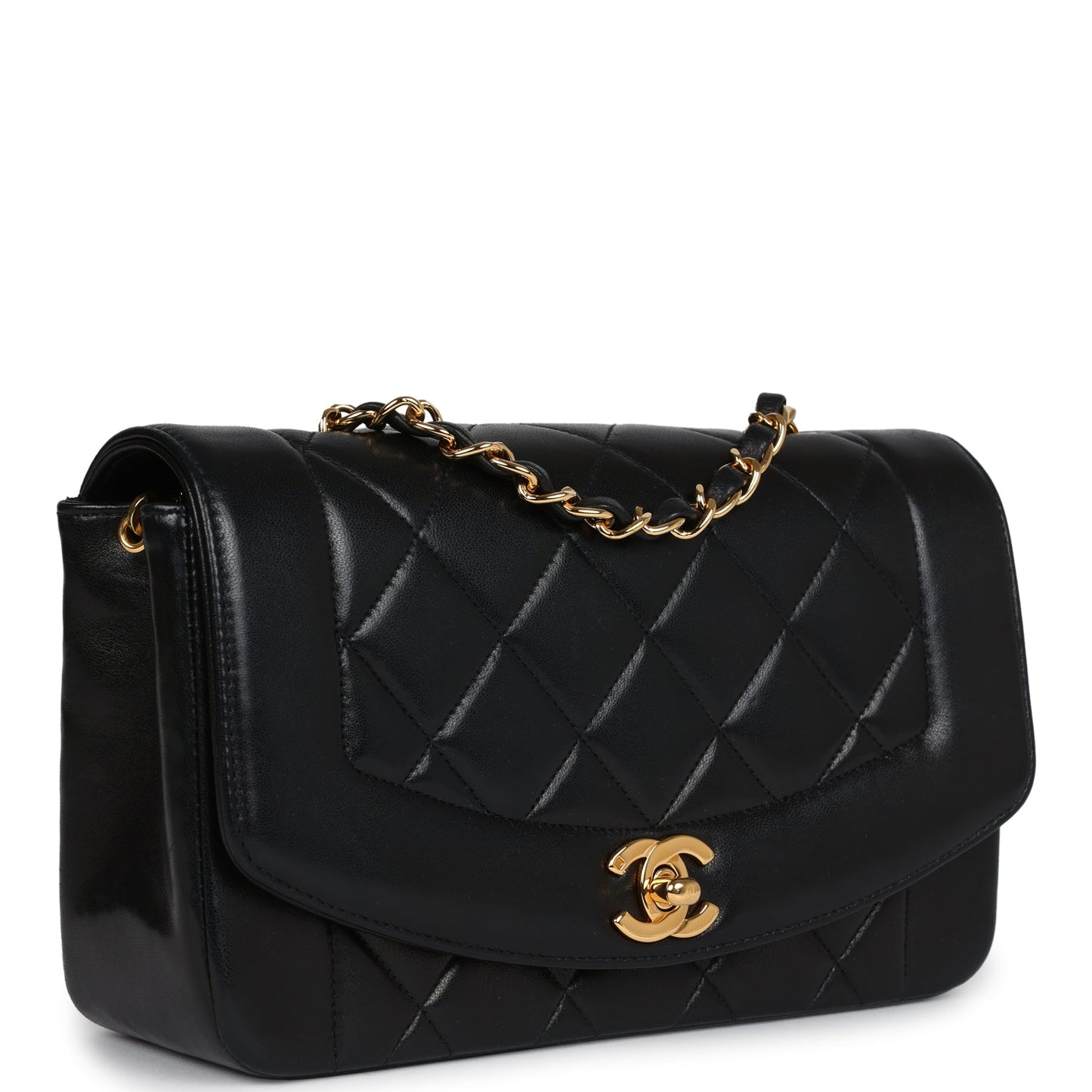 Chanel Small Diana Flap Bag Black Lambskin Gold Hardware