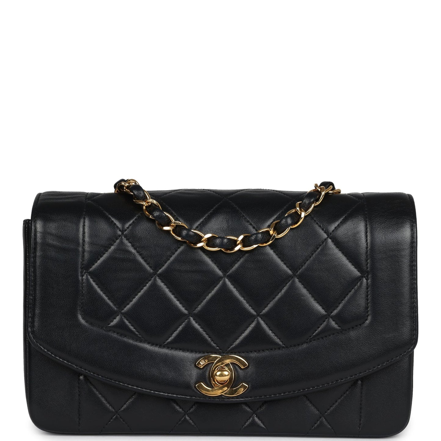 Chanel Small Diana Flap Bag Black Lambskin Gold Hardware