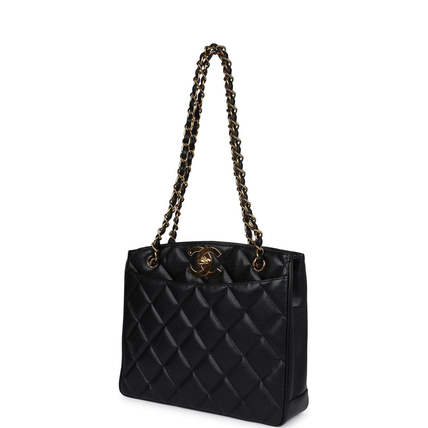 Chanel Medium CC Turnlock Tote Black Caviar Gold Hardware