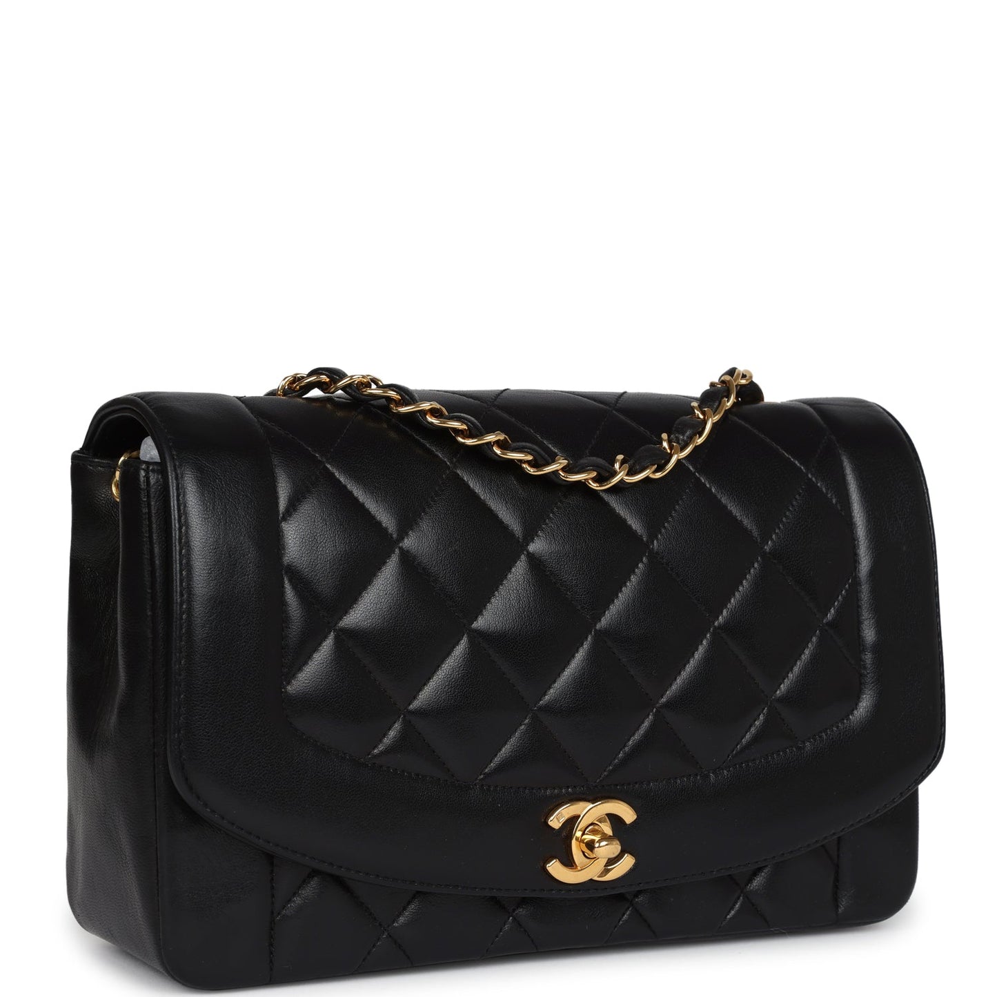 Chanel Medium Diana Flap Bag Black Lambskin Gold Hardware