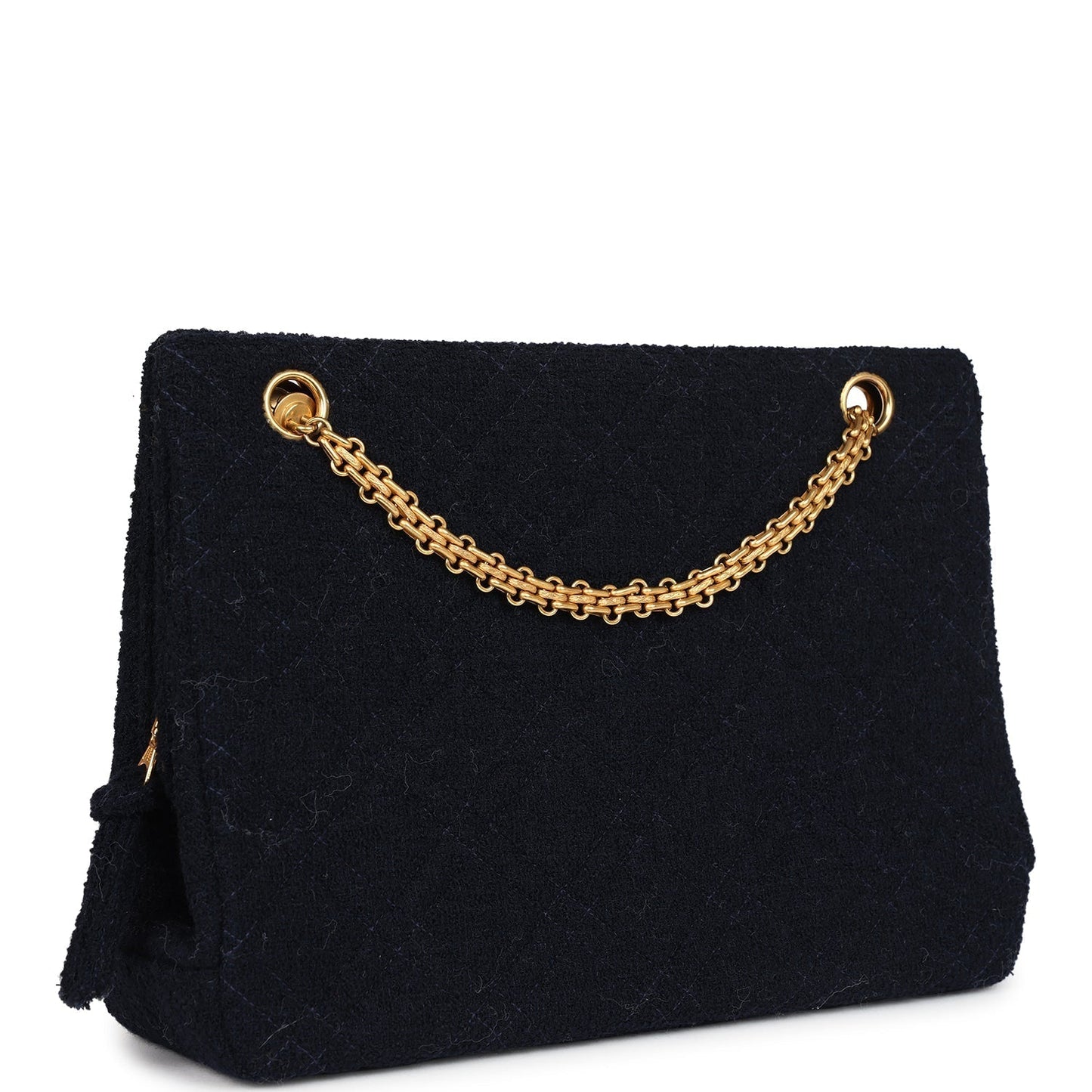Chanel Shoulder Bag Navy Tweed Gold Hardware