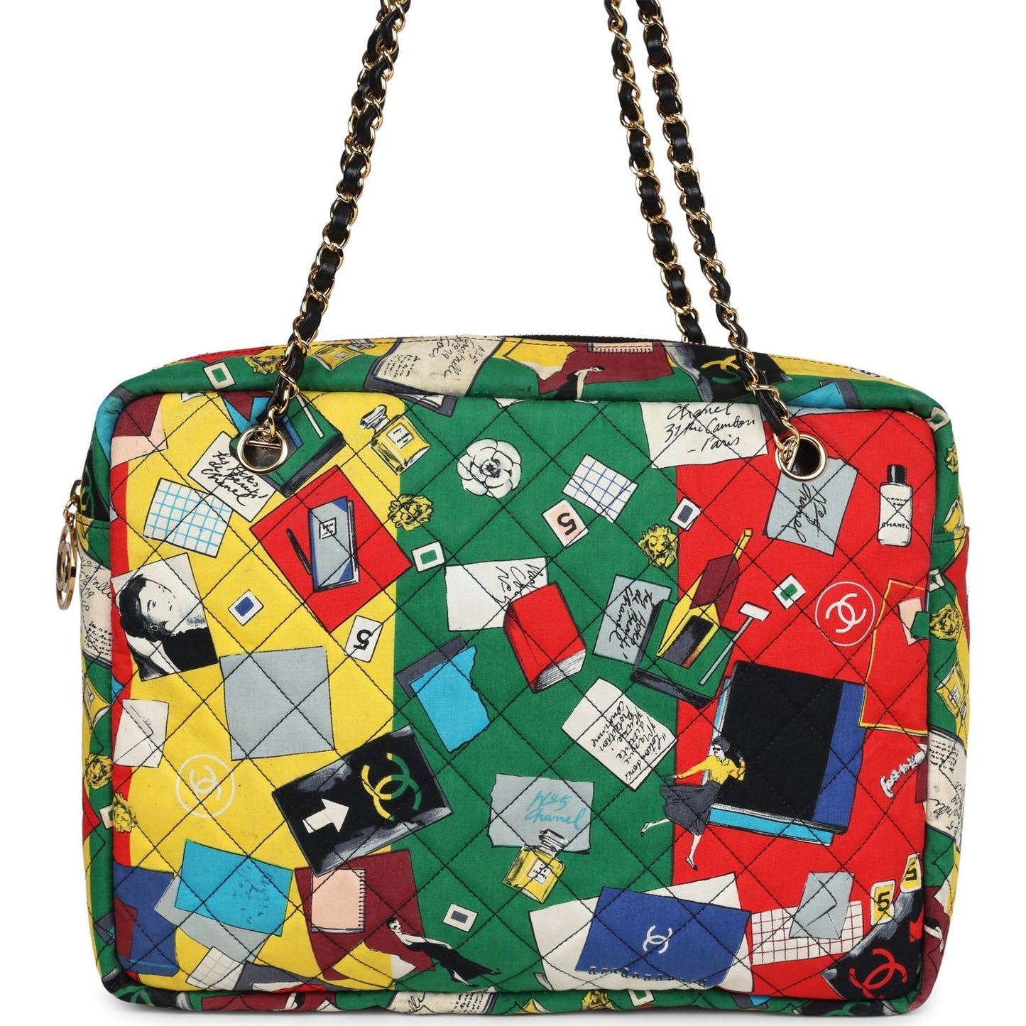 Chanel Printed Shoulder Bag Multicolored Canvas Gold Hardware