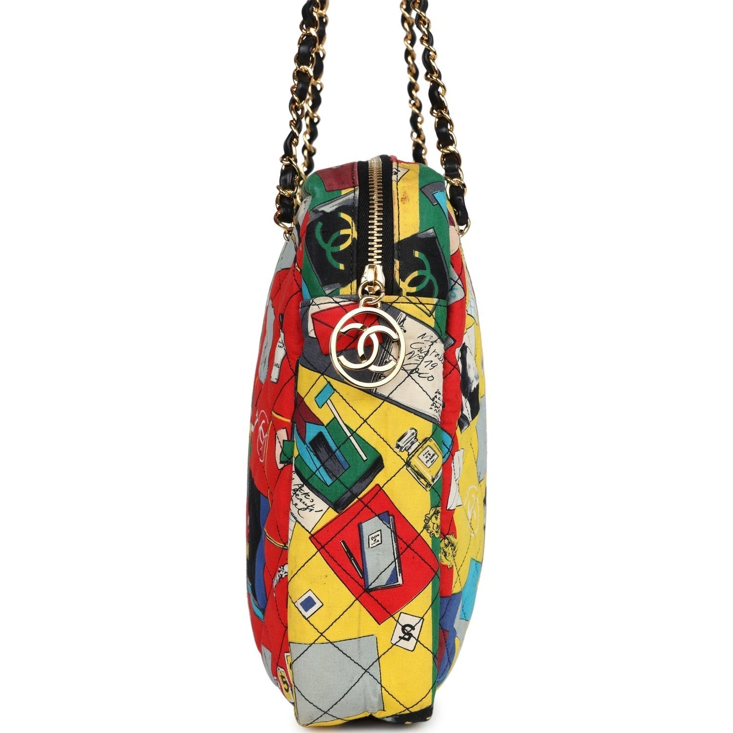 Chanel Printed Shoulder Bag Multicolored Canvas Gold Hardware