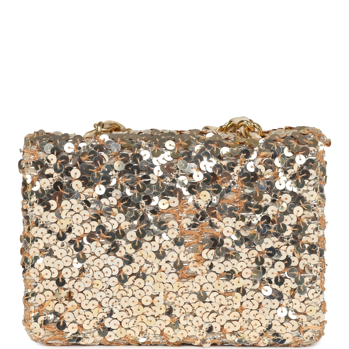 Chanel Mini Half Flap Bag Gold Sequin Gold Hardware