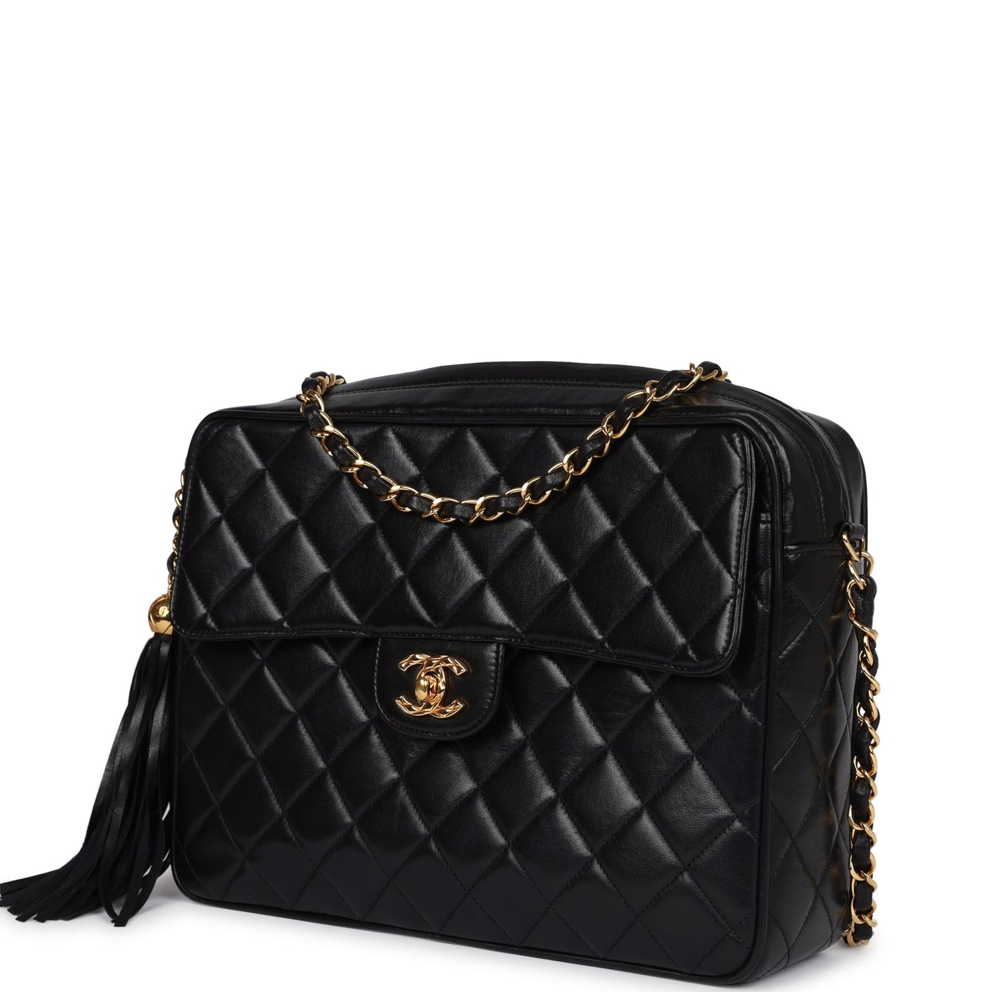 Chanel Front Pocket Camera Bag Black Lambskin Gold Hardware