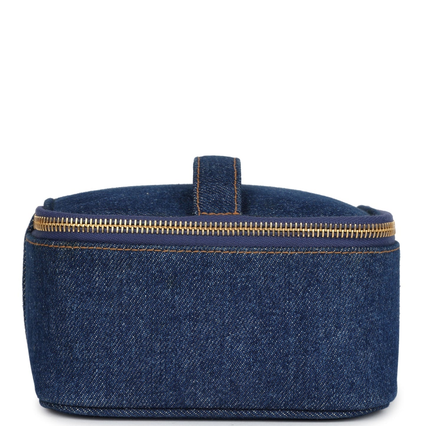 Chanel Square Vanity Case Dark Blue Denim Gold Hardware
