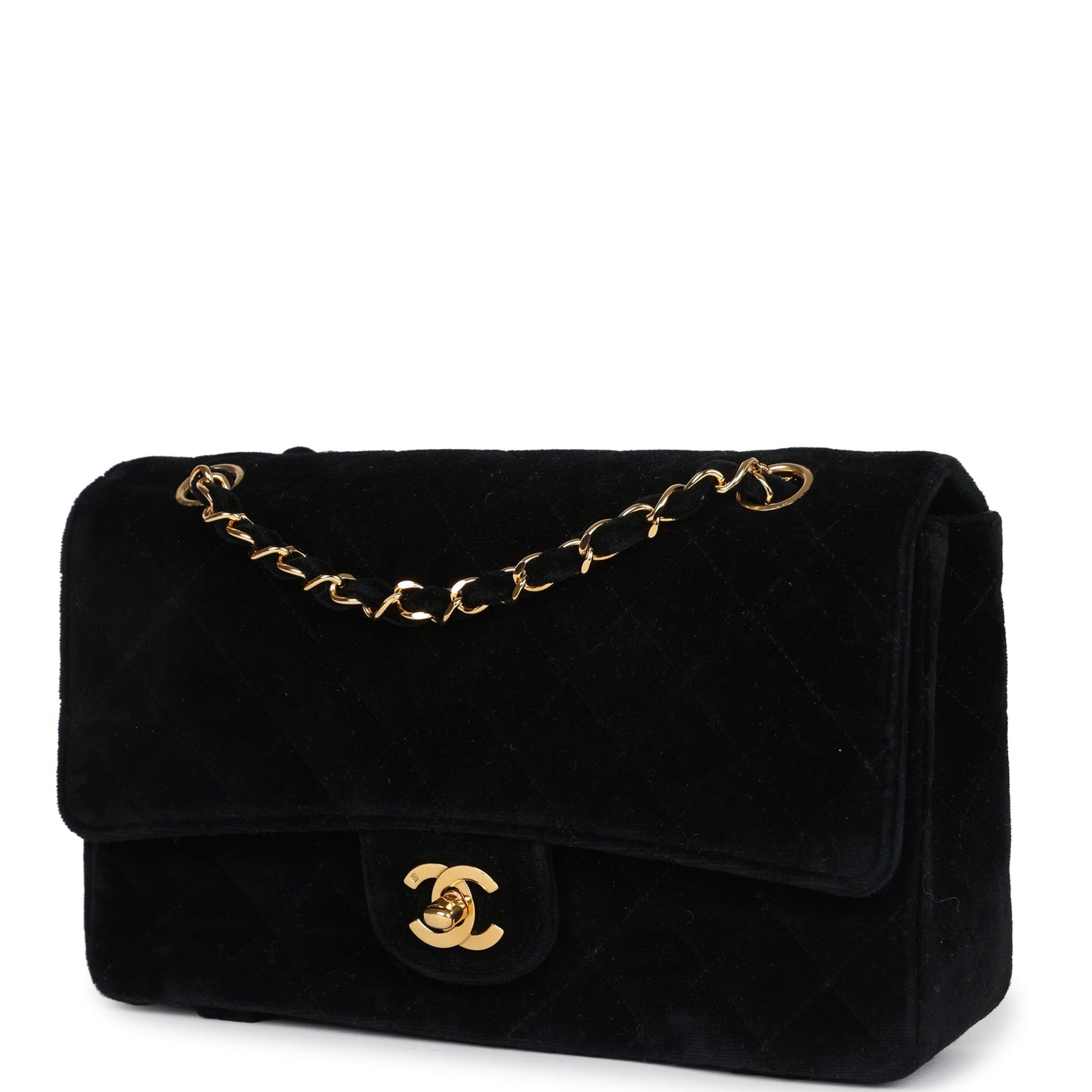Chanel Medium Single Flap Bag with Magazine Holder Black Velvet Gold Hardware