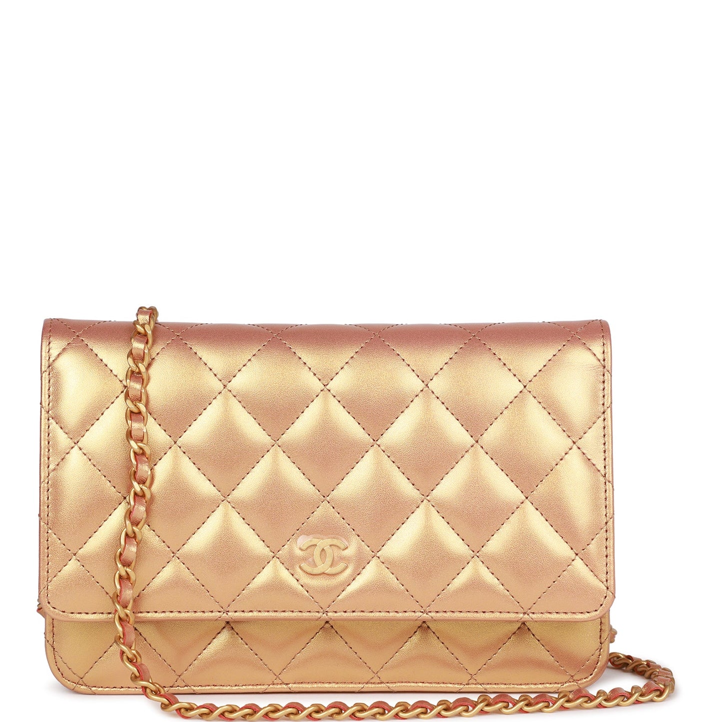 Chanel Wallet On Chain WOC Gold Metallic Calfskin Antique Gold Hardware