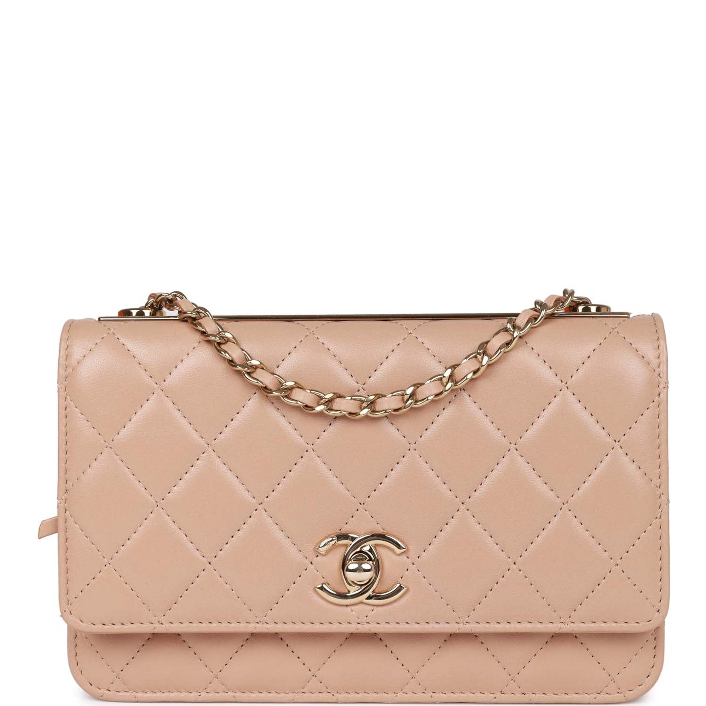 Chanel Trendy Cc Wallet On Chain WOC Beige Lambskin Gold Hardware