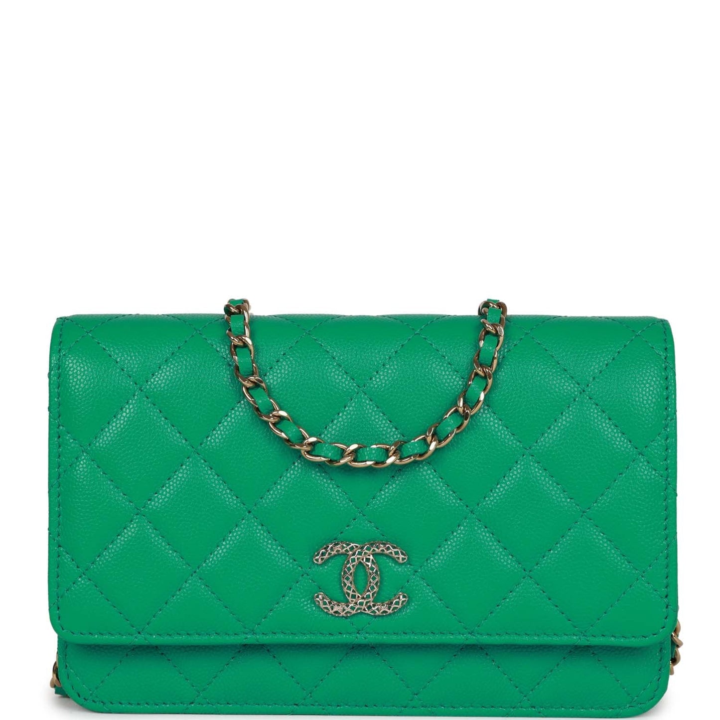Chanel Wallet On Chain WOC Green Caviar Light Gold Hardware