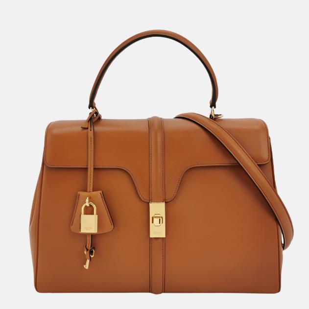Celine 16 Bag Medium Caramel Natural Tan Smooth Calfskin Leather