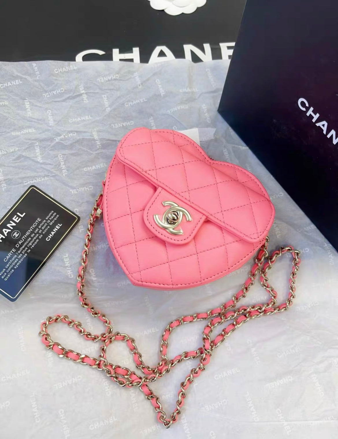 Chanel 22S Pink Small Heart Bag
