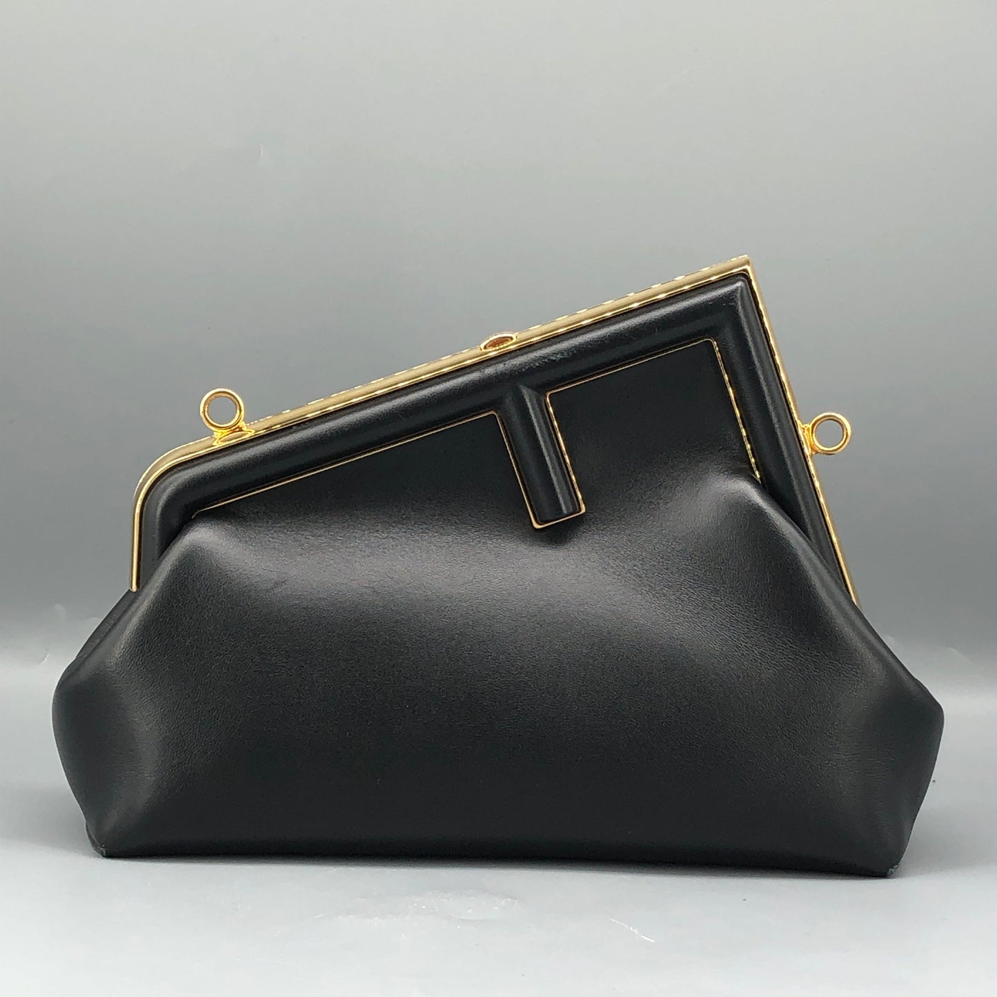 Fendi First Smooth Calfskin Clutch Crossbody Bag Black