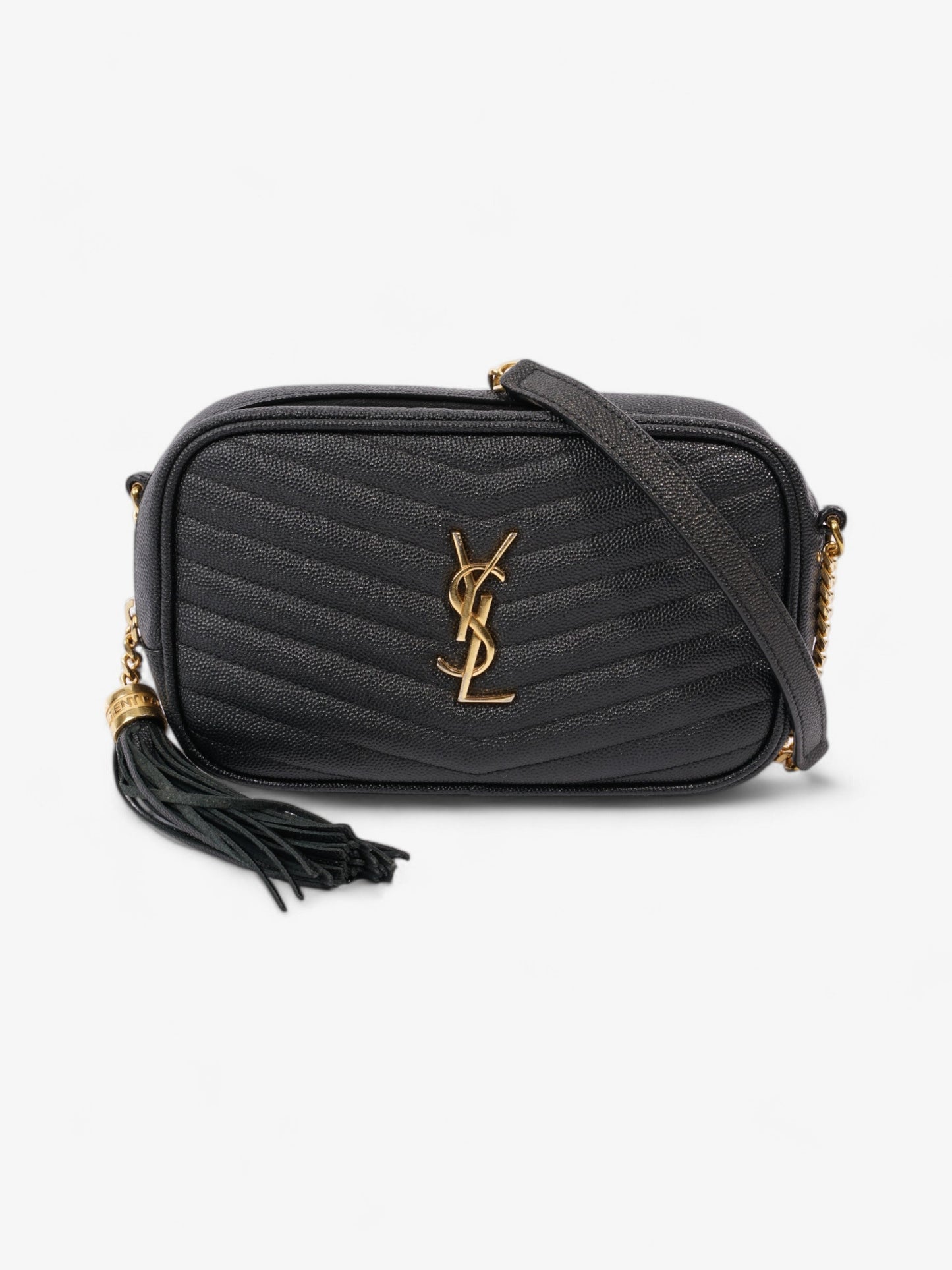 Saint Laurent Lou Small Quilted Crossbody In Black Leather Black Caviar Leather