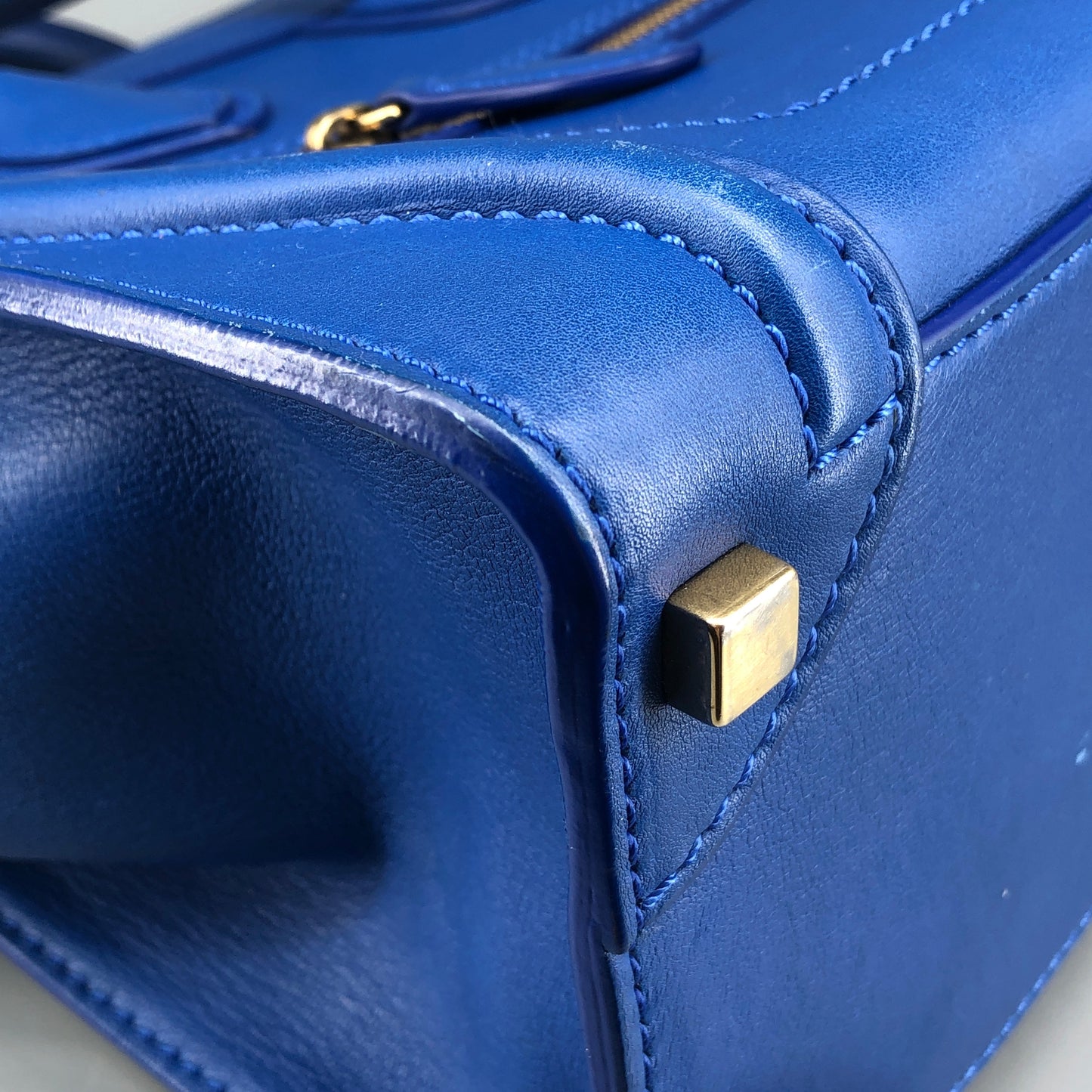 Celine Royal Blue Smooth Leather Luggage Handbag