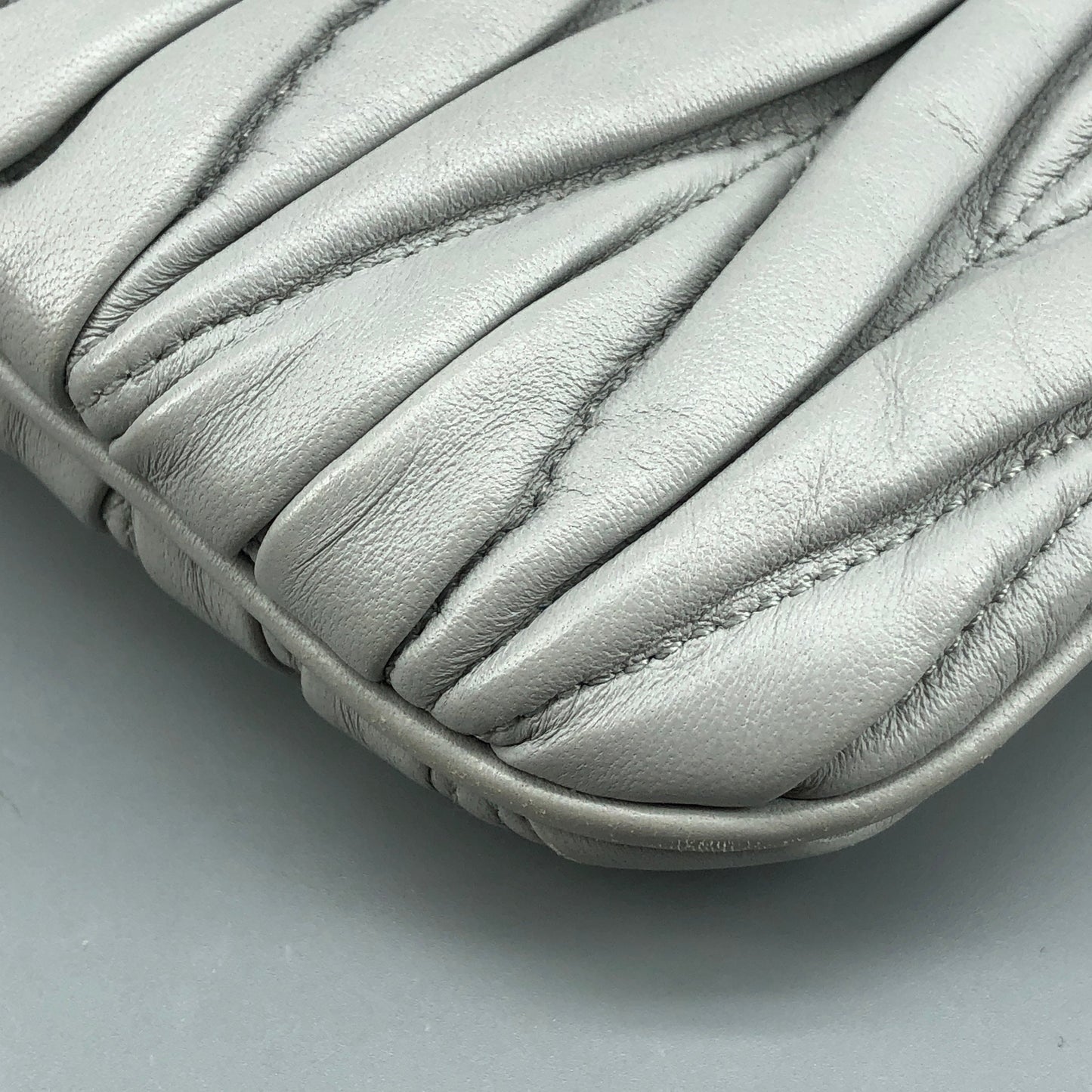 Miu Miu Grey Matelasse Leather Chain Clutch Shoulder Bag