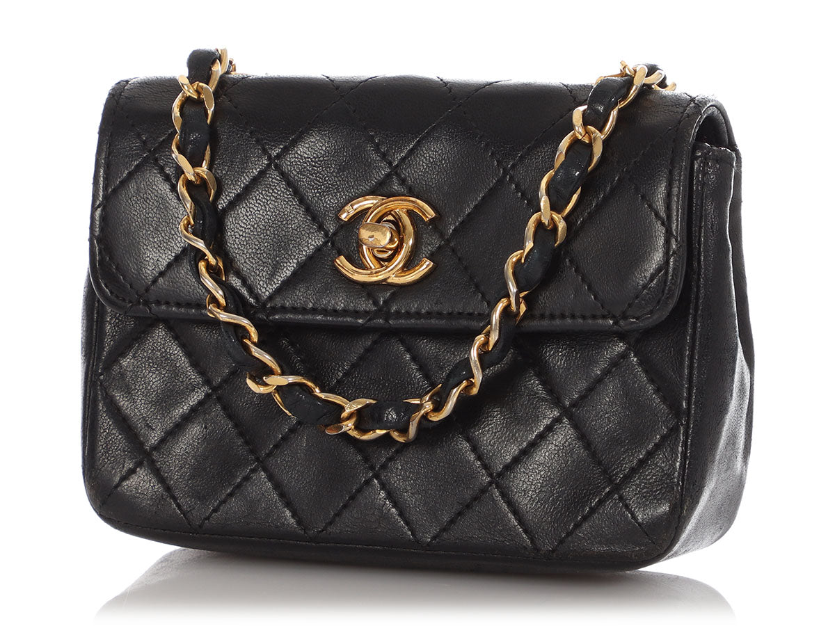 Chanel Extra Mini Black Quilted Lambskin Flap