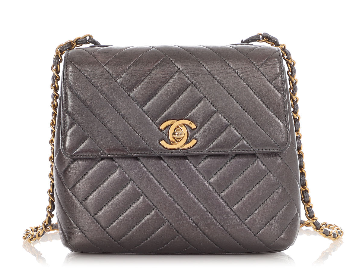 Chanel Mini Pewter Quilted Lambskin Flap