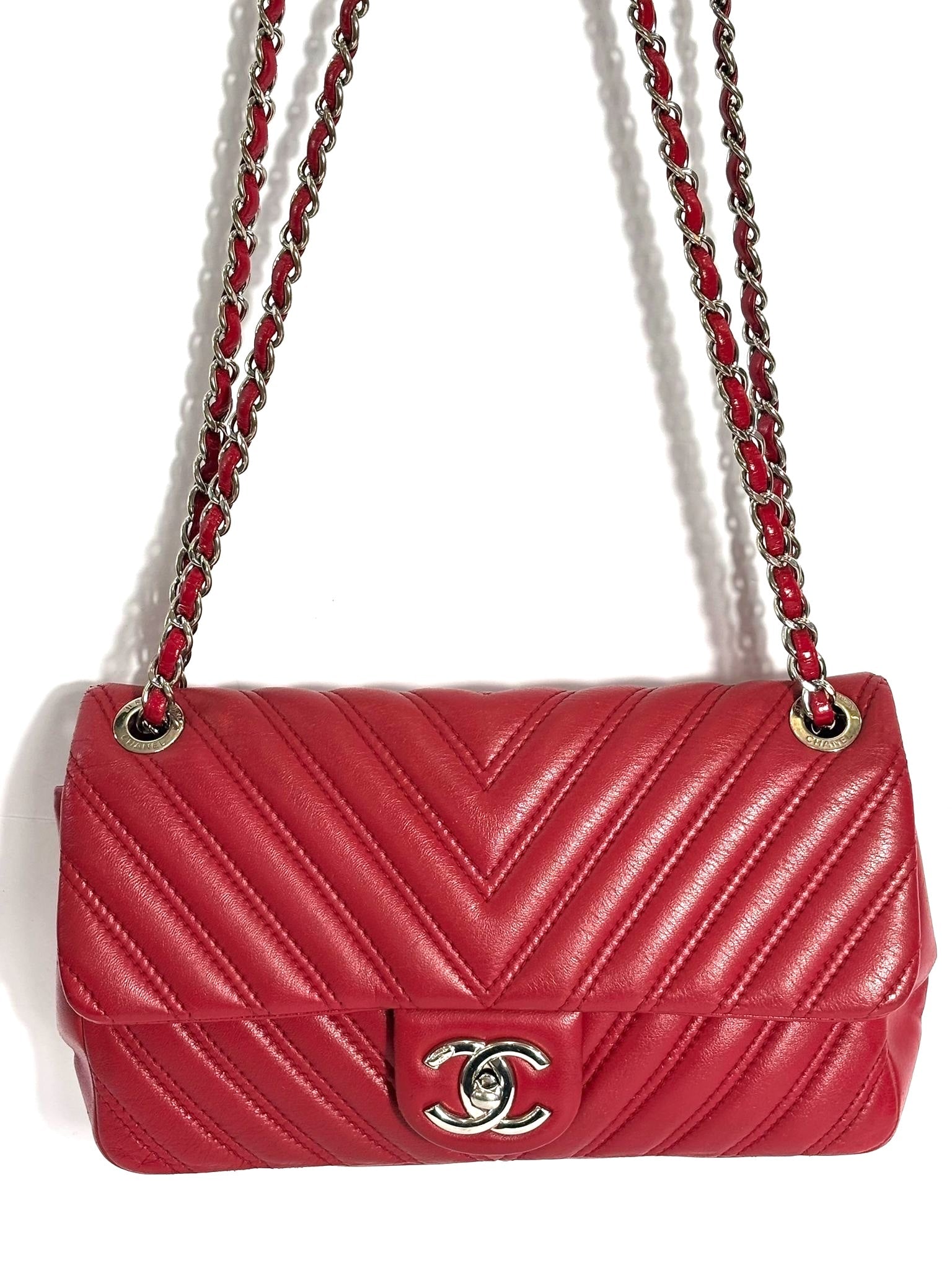 Chanel DOUBLE STITCH CHEVRON Flap Bag - Rovelle Bags