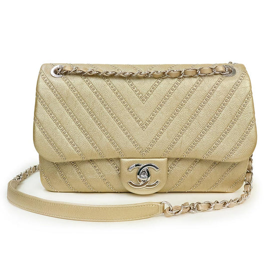 Chanel CHEVRON QUILTED CALFSKIN Shoulder Bag - Rovelle Bags