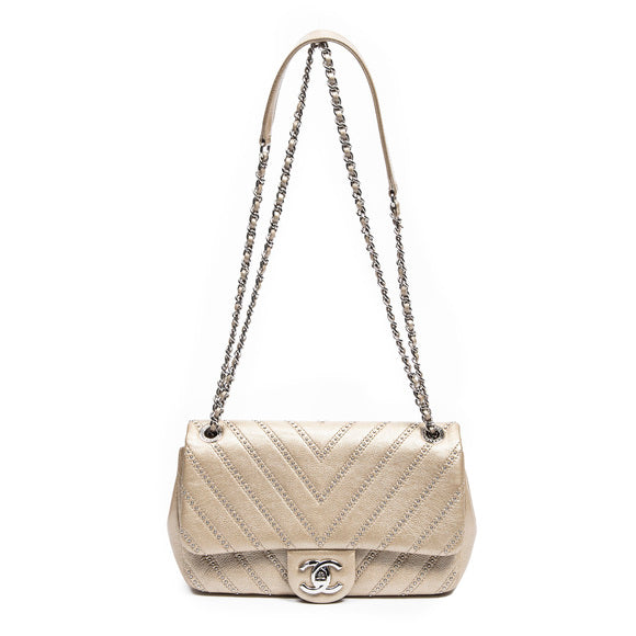 Chanel CHEVRON QUILTED CALFSKIN Shoulder Bag - Rovelle Bags