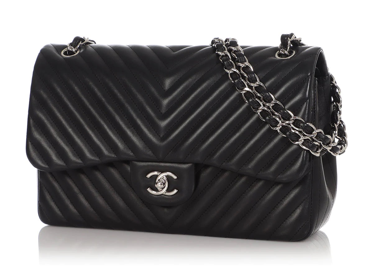 Chanel CLASSIC CHEVRON-QUILTED LAMBSKIN Flap Bag - Rovelle Bags