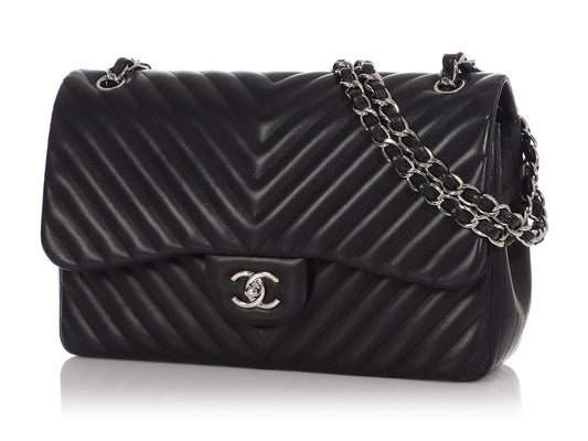 Chanel CLASSIC CHEVRON-QUILTED LAMBSKIN Flap Bag - Rovelle Bags