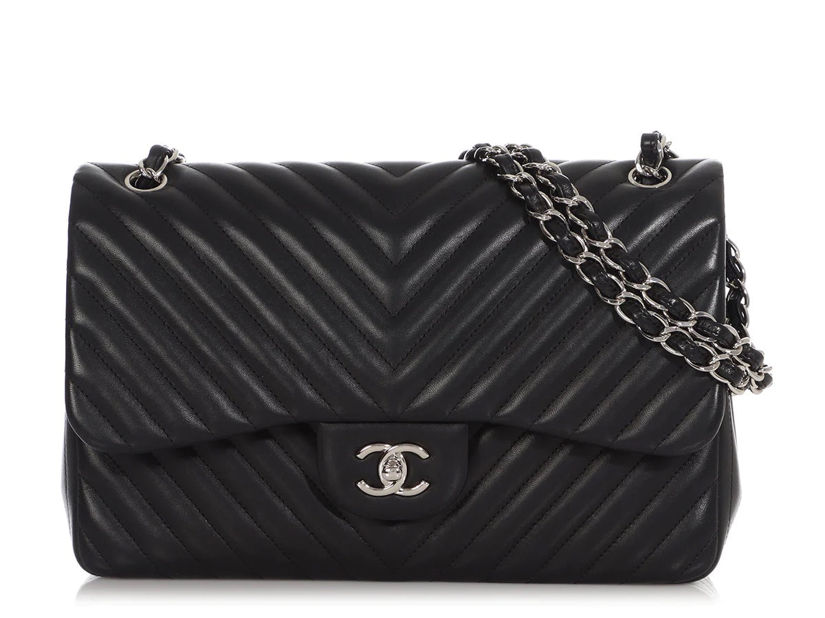 Chanel CLASSIC CHEVRON-QUILTED LAMBSKIN Flap Bag - Rovelle Bags