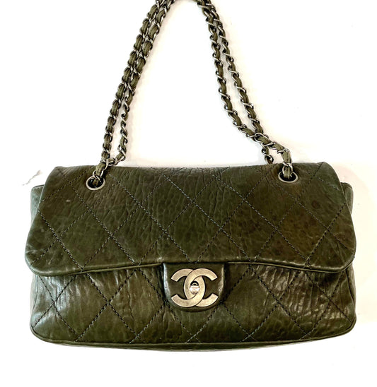Chanel CAVIAR CRUMPLED LEATHER Flap Bag - Rovelle Bags