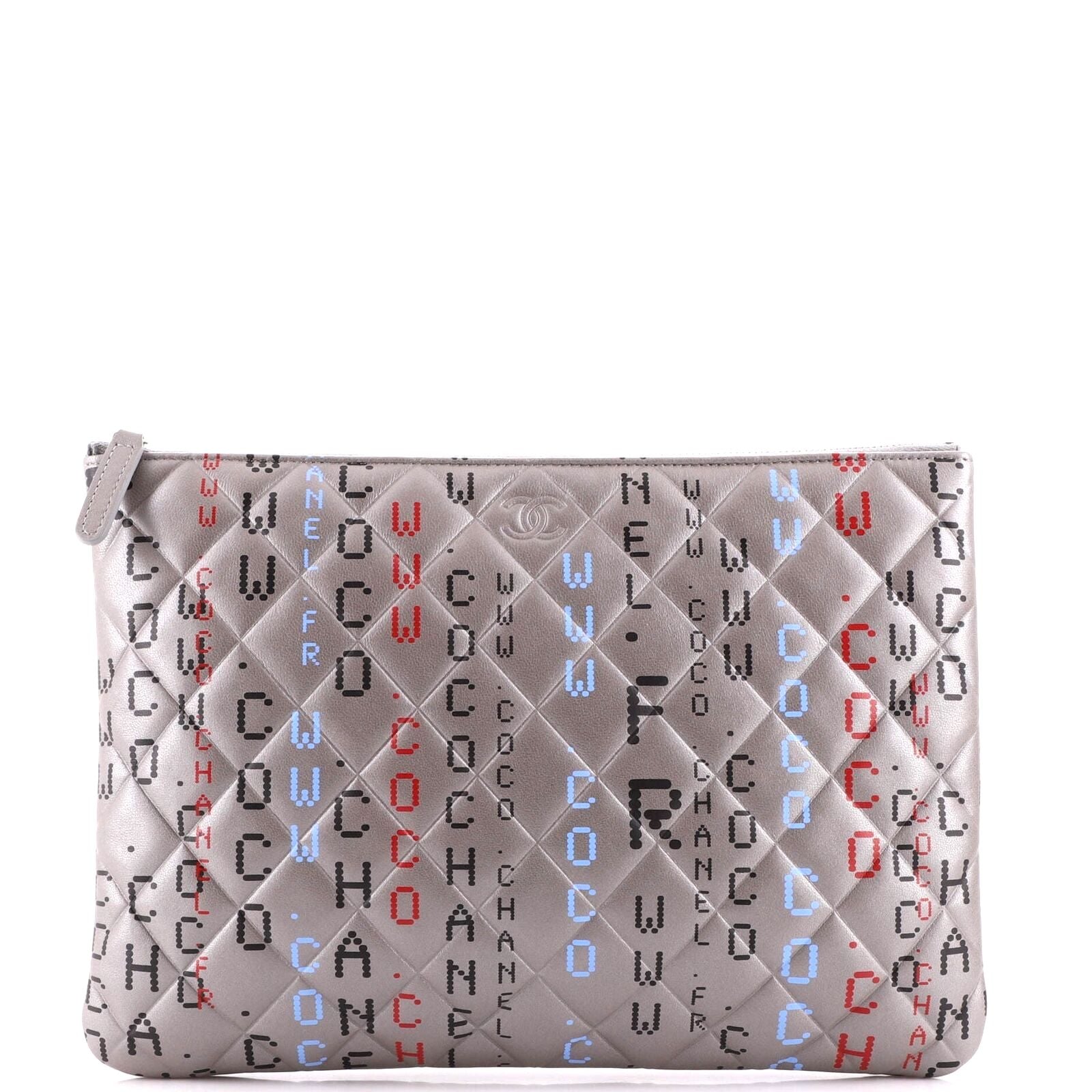 Chanel METALLIC SILVER QUILTED Clutch Bag - Rovelle Bags